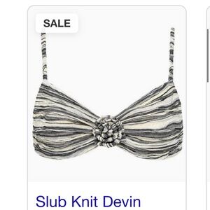 Montce Striped Knit Bikini Top in Black and Cream